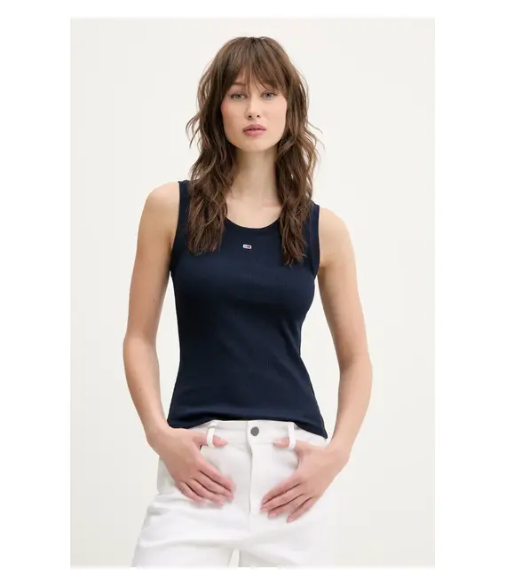 Top Tommy Jeans χρώμα: ναυτικό μπλε, DW0DW20673