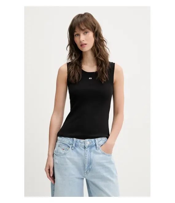 Top Tommy Jeans χρώμα: μαύρο, DW0DW20673