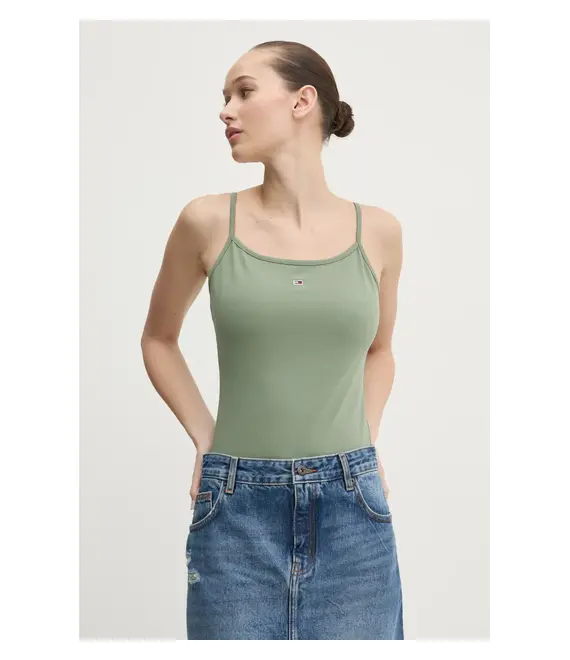 Top Tommy Jeans χρώμα: πράσινο, DW0DW20675