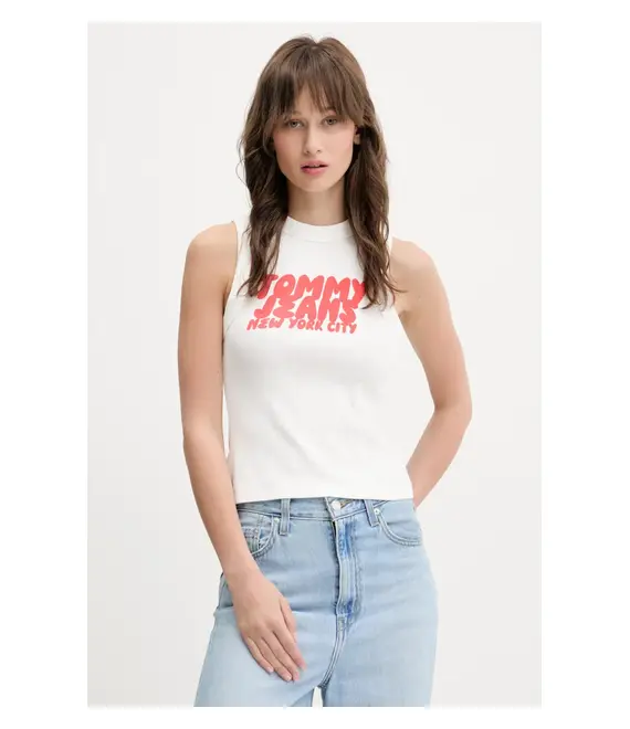 Top Tommy Jeans χρώμα: άσπρο, DW0DW21339