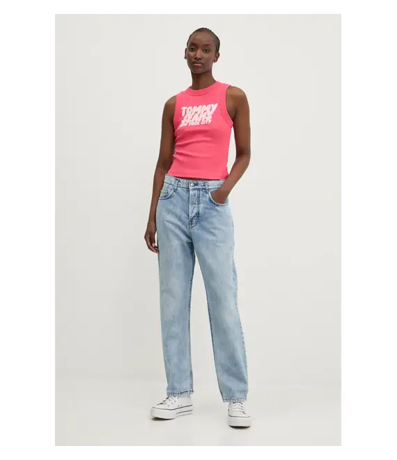 Top Tommy Jeans χρώμα: ροζ, DW0DW21339