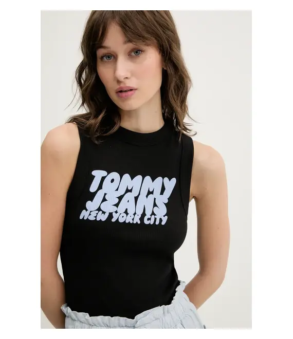 Top Tommy Jeans χρώμα: μαύρο, DW0DW21339