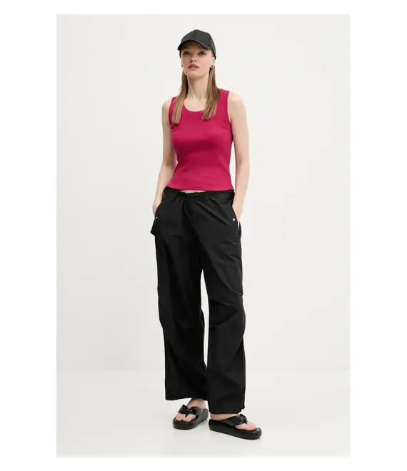 Βαμβακερό τοπ Tommy Jeans χρώμα: ροζ, DW0DW21369