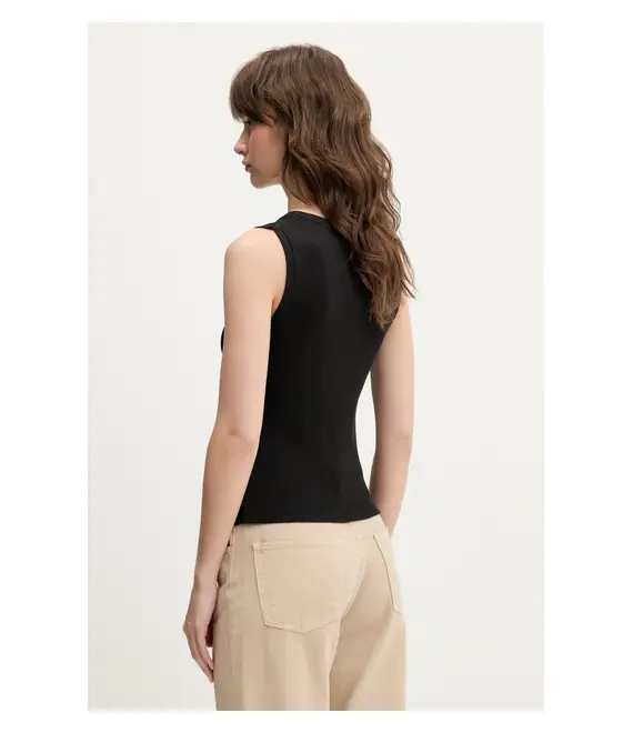 Βαμβακερό τοπ Tommy Jeans χρώμα: μαύρο, DW0DW21369