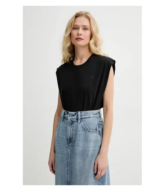 Βαμβακερό τοπ G-Star Raw χρώμα: μαύρο, D26147-D626