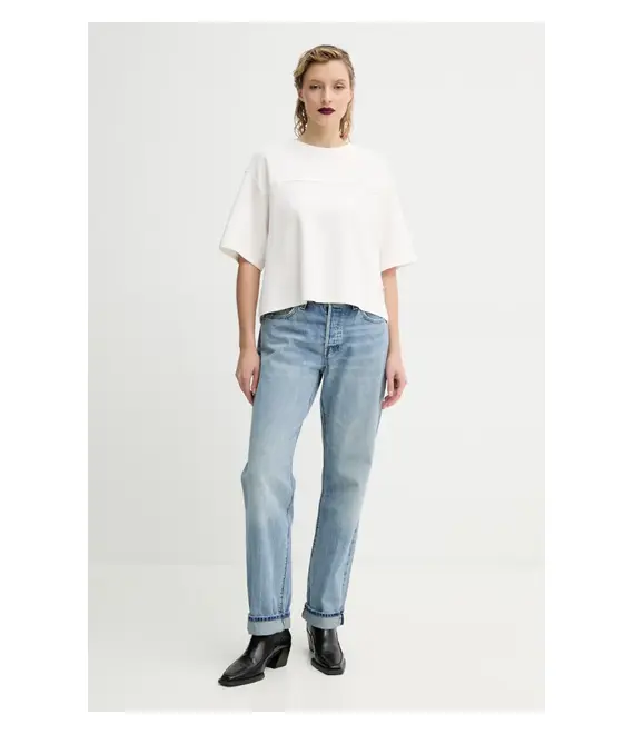 Βαμβακερό μπλουζάκι G-Star Raw γυναικείο, χρώμα: άσπρο, D26419-C812