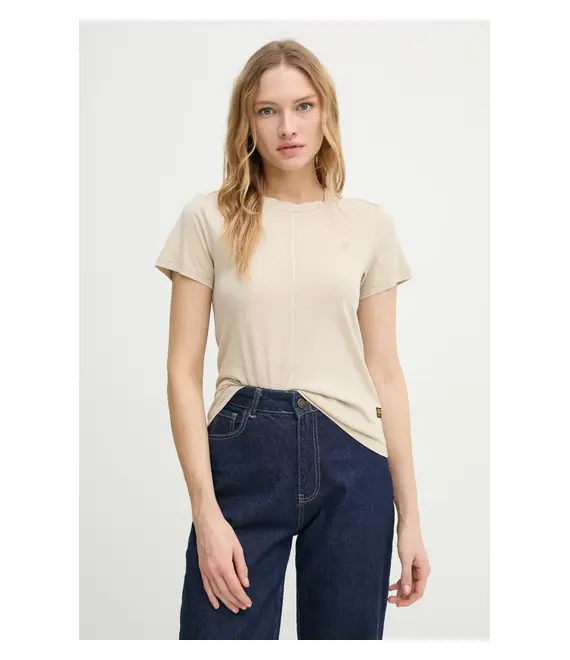 Βαμβακερό μπλουζάκι G-Star Raw γυναικείο, χρώμα: μπεζ, D24499-B059