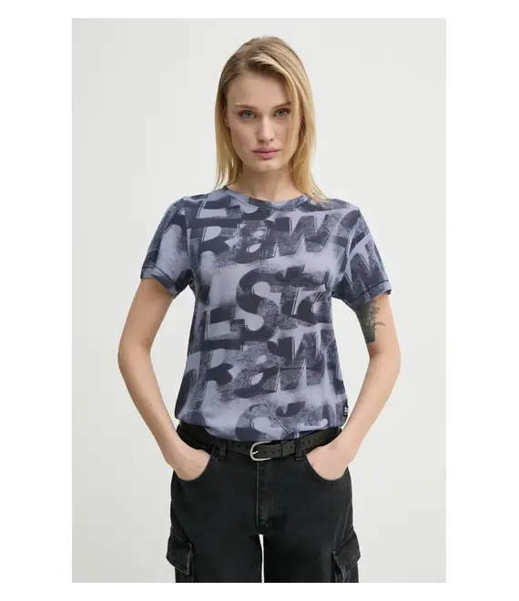 Βαμβακερό μπλουζάκι G-Star Raw γυναικείο, χρώμα: ναυτικό μπλε, D26066-C565