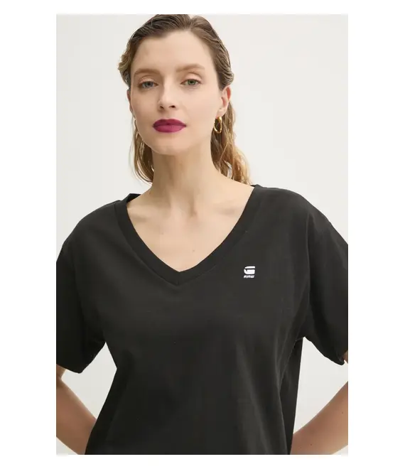 Βαμβακερό μπλουζάκι G-Star Raw γυναικείο, χρώμα: μαύρο, D26067-D601