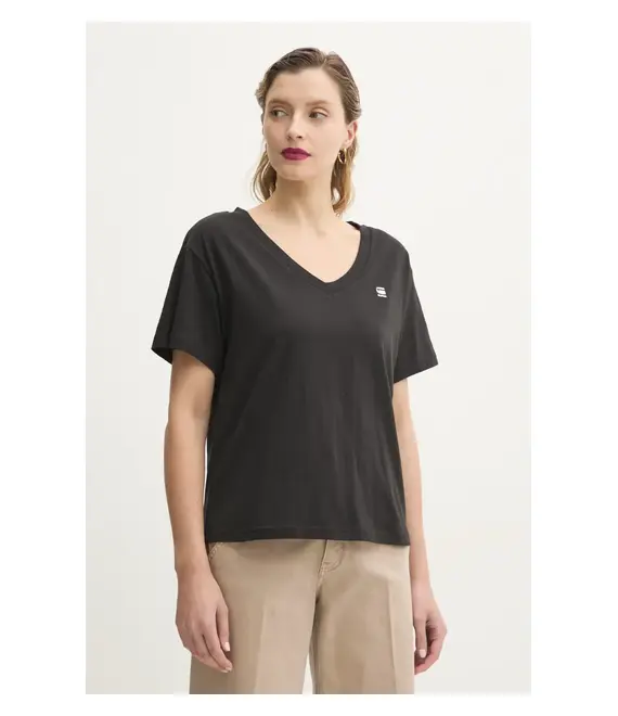 Βαμβακερό μπλουζάκι G-Star Raw γυναικείο, χρώμα: μαύρο, D26067-D601
