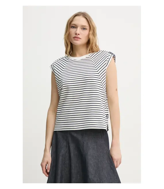 Βαμβακερό τοπ G-Star Raw χρώμα: μπεζ, D26457-D979