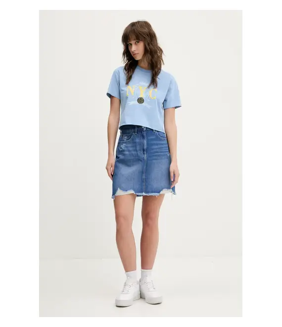 Βαμβακερό μπλουζάκι Tommy Jeans χρώμα: μπλε, DW0DW20424