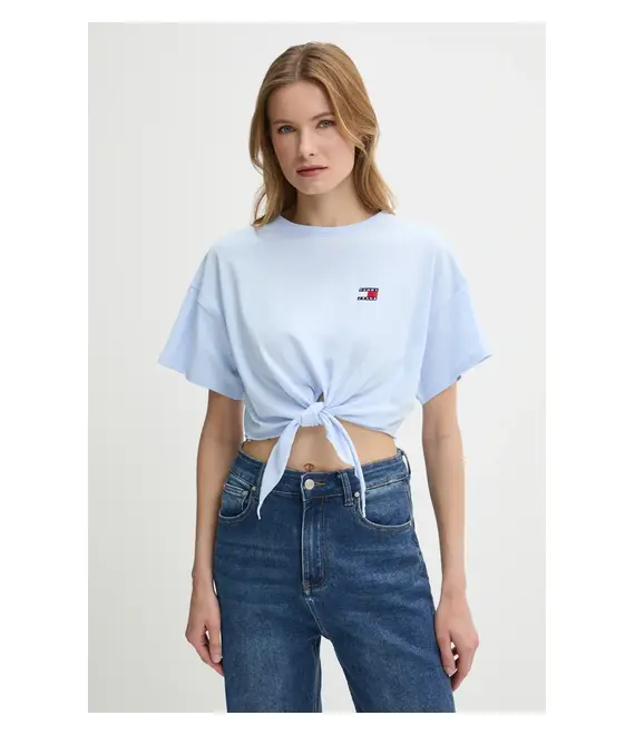 Βαμβακερό μπλουζάκι Tommy Jeans χρώμα: μπλε, DW0DW20321
