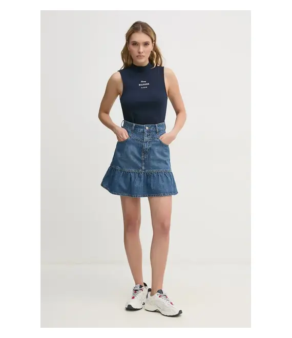 Βαμβακερό τοπ Tommy Hilfiger χρώμα: ναυτικό μπλε, WW0WW44573
