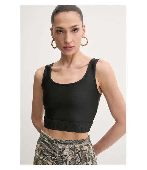 Top Just Cavalli χρώμα: μαύρο, 78PAM204 J0108