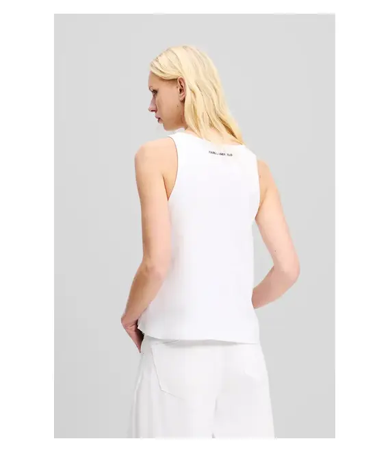 Βαμβακερό τοπ Karl Lagerfeld χρώμα: άσπρο, A2W17066