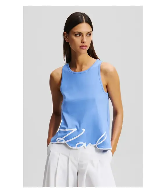 Βαμβακερό τοπ Karl Lagerfeld χρώμα: μπλε, A2W17066