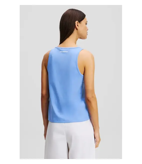 Βαμβακερό τοπ Karl Lagerfeld χρώμα: μπλε, A2W17066