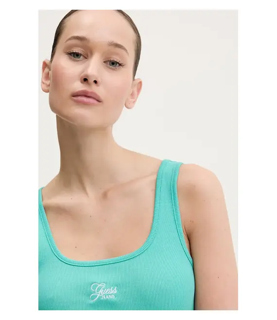 Top Guess Jeans χρώμα: τιρκουάζ, W5GP26 KA0H1