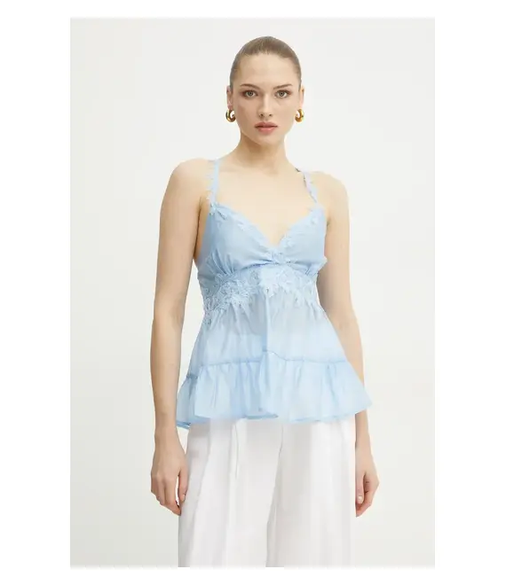 Μπλουζάκι Ermanno Scervino χρώμα: μπλε, 56TL025ES3