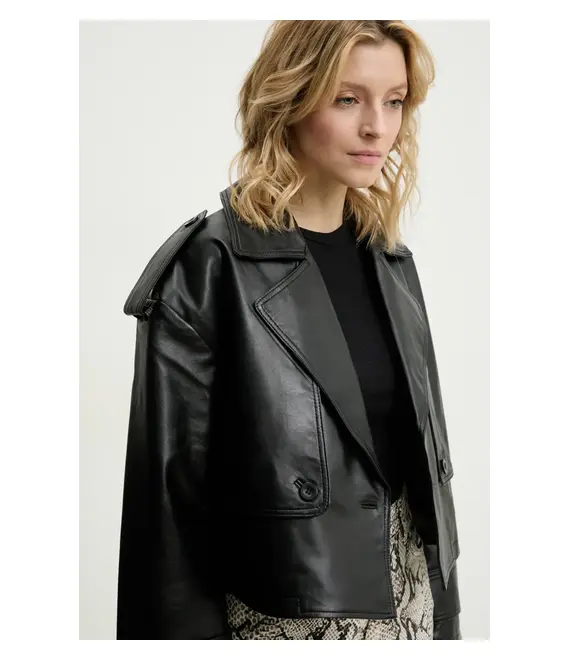 Δερμάτινo jacket Answear Lab χρώμα: μαύρο