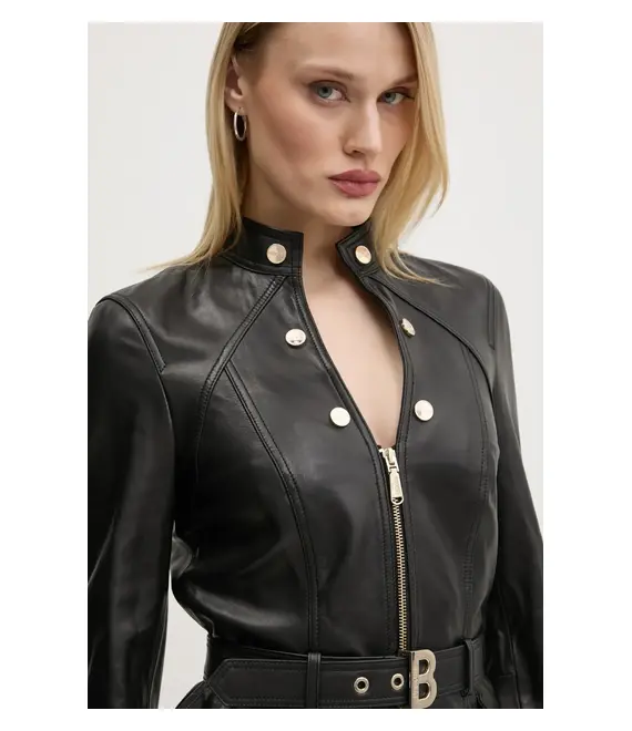Δερμάτινο μπουφάν Blugirl Blumarine χρώμα: μαύρο, RA5087.P0356