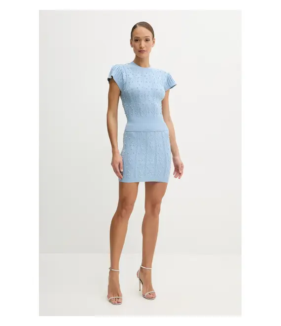 Φούστα Silvian Heach GALES χρώμα: μπλε, GPP25165MG