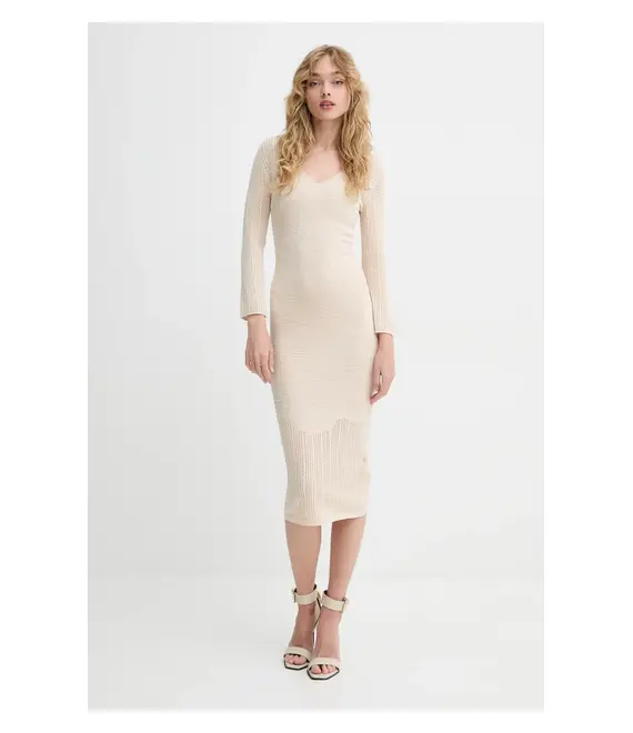 Φόρεμα Blugirl Blumarine χρώμα: μπεζ, RA5012.MS99E