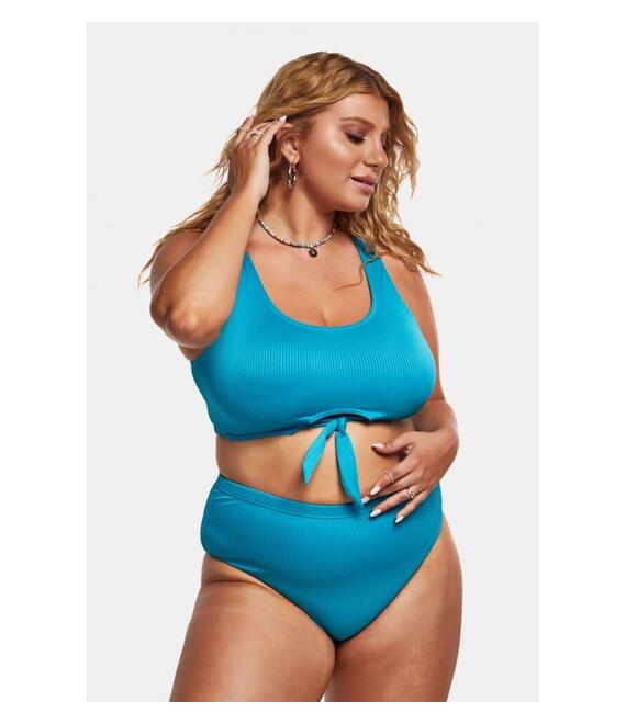 GIGI-Μαγιό Σετ Μπικίνι Ριπ Plus Size - Τυρκουάζ