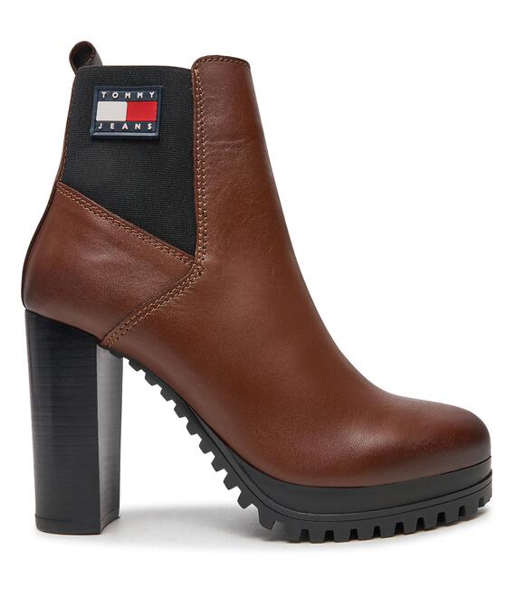 Μποτάκια Tommy Jeans Tjw New Ess High Heel Boot EN0EN02439 Καφέ