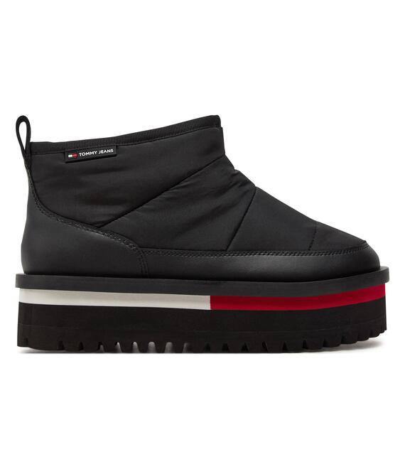 Μπότες Χιονιού Tommy Jeans Tjw Nylon Flatform Boot Wl EN0EN02689 Μαύρο