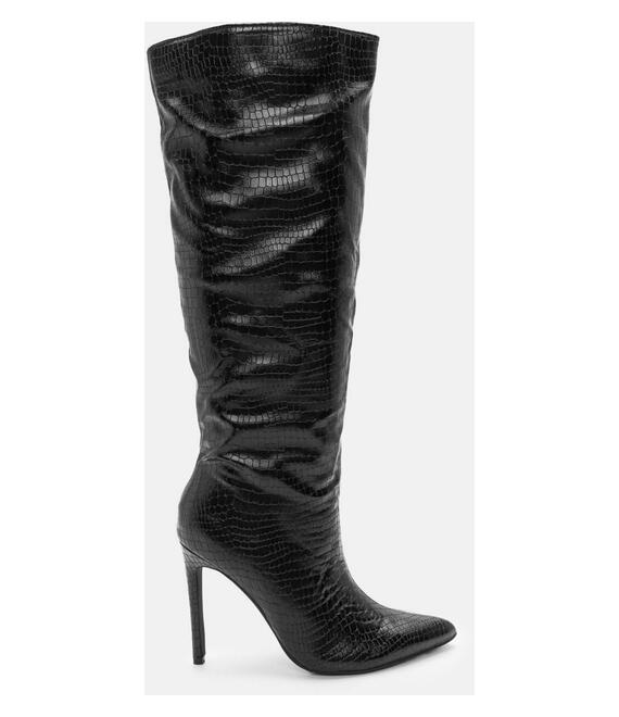 Μπότες Μυτερές Snake Print - Μαύρο