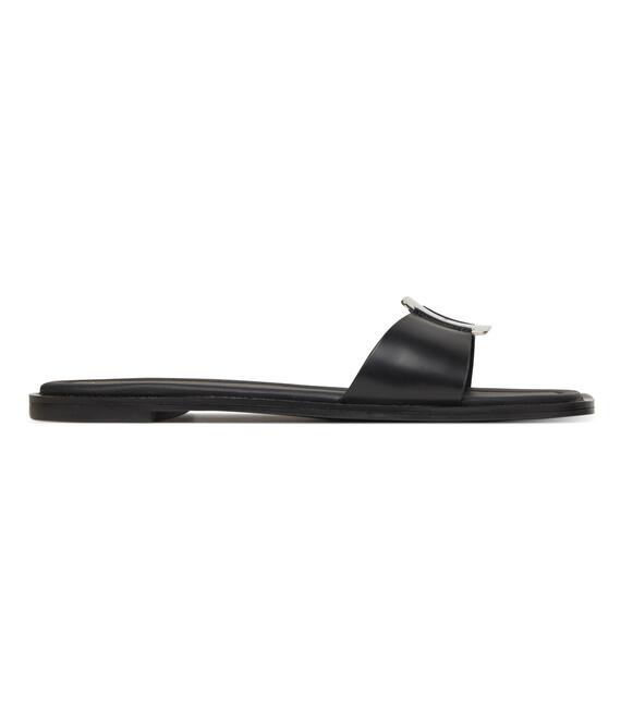 Παντόφλες Calvin Klein Flat Slide W/Ck Hw Big - Lth HW0HW02482 Μαύρο