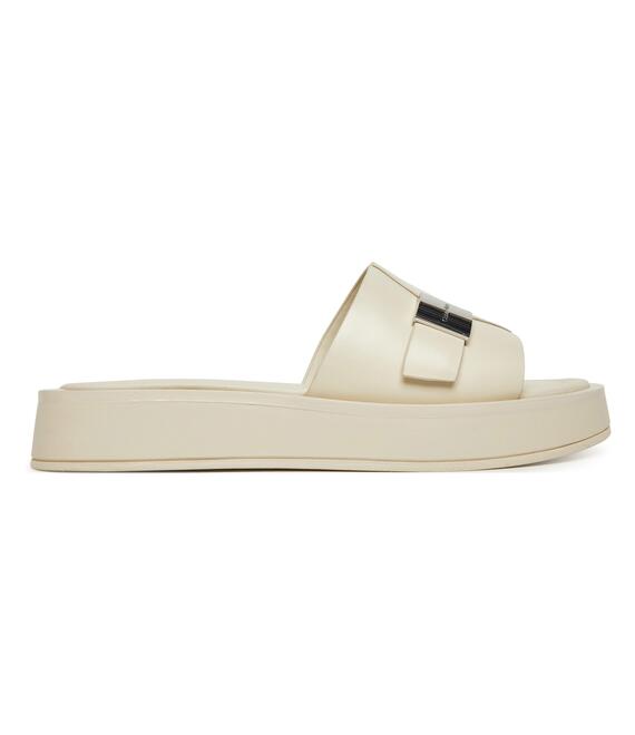 Παντόφλες Calvin Klein Flatform Slide W/Ck Hw - Lth HW0HW02368 Εκρού