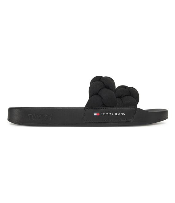 Παντόφλες Tommy Jeans Tjw Braided Slide EN0EN02764 Μαύρο