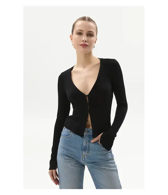 Μπλουζάκι Saint Body BOTTOMS KNIT LONGSLEEVE χρώμα: μαύρο, SB.533