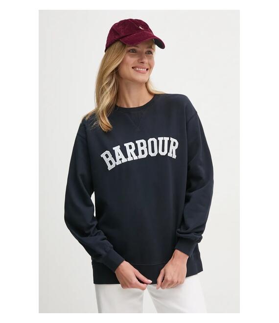 Βαμβακερή μπλούζα Barbour γυναικεία, χρώμα: ναυτικό μπλε, LOL0591