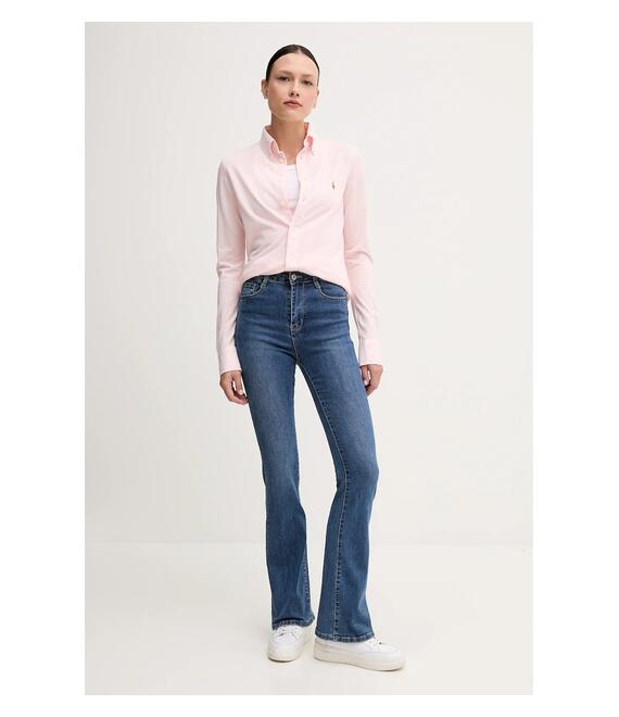 Βαμβακερό πουκάμισο Polo Ralph Lauren χρώμα: μαύρο, 211924258