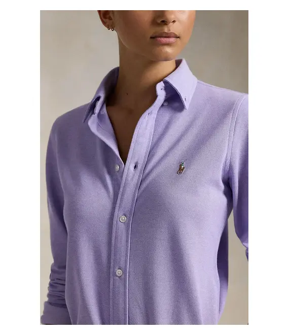 Βαμβακερό πουκάμισο Polo Ralph Lauren χρώμα: μοβ, 211924258