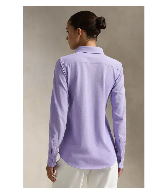 Βαμβακερό πουκάμισο Polo Ralph Lauren χρώμα: μοβ, 211924258