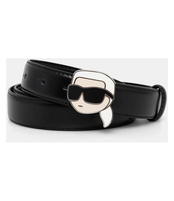Δερμάτινη ζώνη Karl Lagerfeld χρώμα: μαύρο, A1W33184