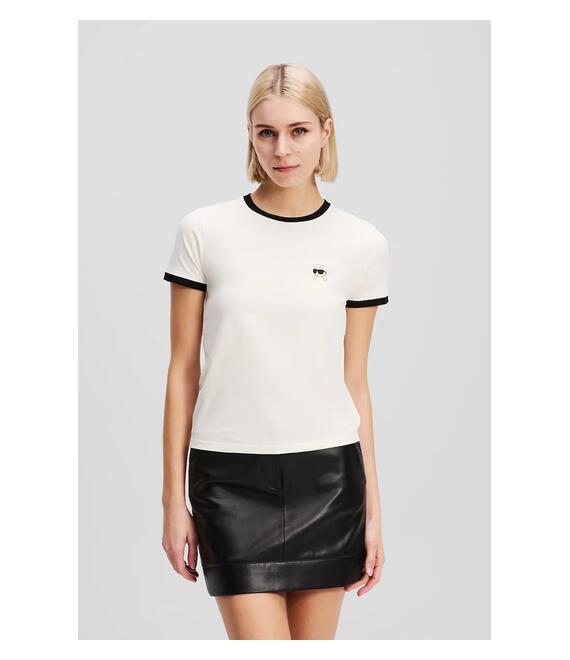 Βαμβακερό μπλουζάκι Karl Lagerfeld χρώμα: μπεζ, A3W17078