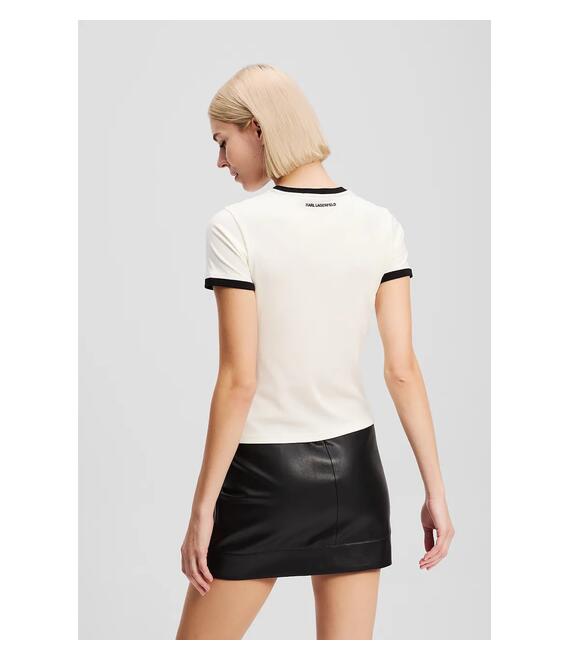 Βαμβακερό μπλουζάκι Karl Lagerfeld χρώμα: μπεζ, A3W17078