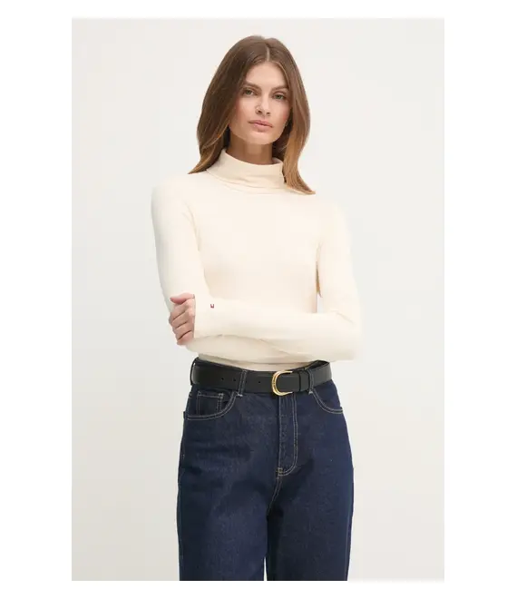 Longsleeve Tommy Hilfiger χρώμα: μπεζ