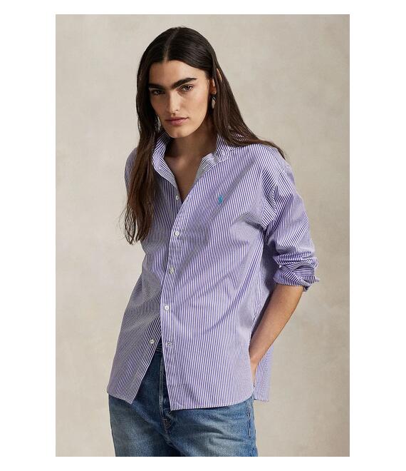 Βαμβακερό πουκάμισο Polo Ralph Lauren χρώμα: μοβ