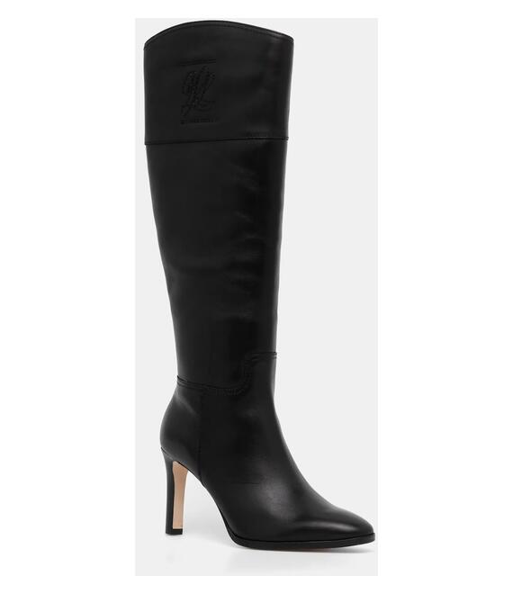 Δερμάτινες μπότες Lauren Ralph Lauren Page γυναικείες, χρώμα: μαύρο, 802915403001 F3802915403001