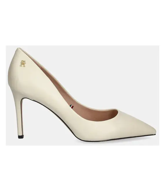 Δερμάτινες γόβες Tommy Hilfiger ESSENTIAL POINTED PUMP χρώμα: μπεζ, FW0FW07533