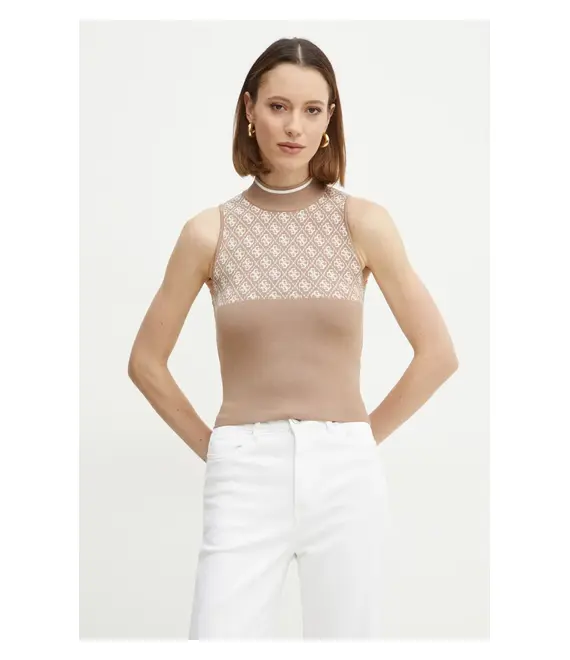 Top Guess χρώμα: καφέ