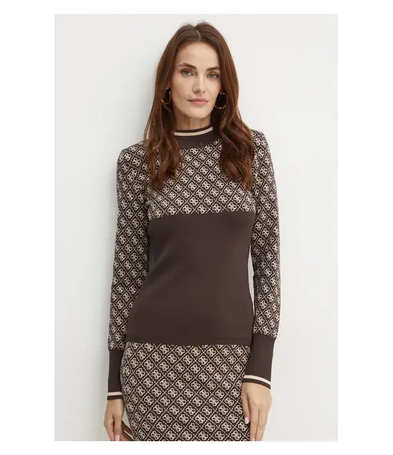Πουλόβερ Guess χρώμα: καφέ