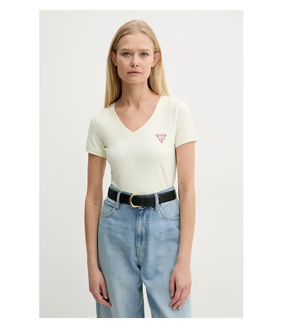 Μπλουζάκι Guess χρώμα: κίτρινο
